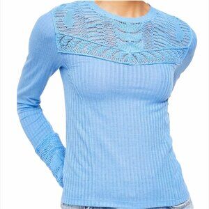 Free People Colette Scallop Neck Trim Knit Top